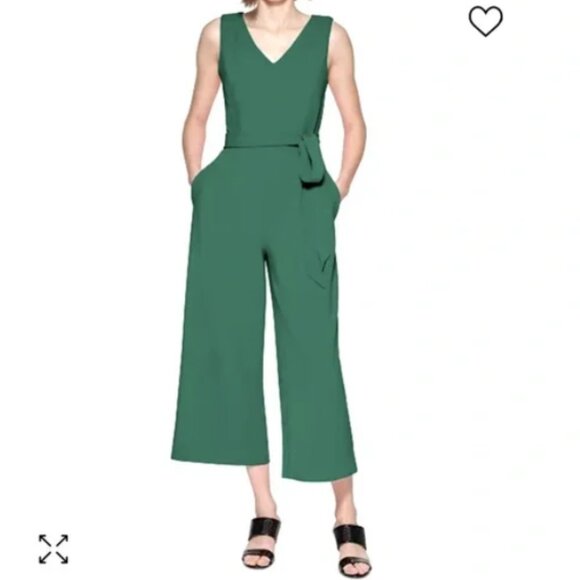 Calvin Klein Pants - Calvin Klein Green Cropped Jumpsuit Belted Size 6